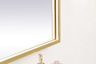 Pier 27x36 inch LED mirror with adjustable color temperature 3000K/4200K/6400K in brass