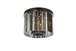 Sydney 6 light Matte Black Flush Mount Silver Shade (Grey) Royal Cut Crystal