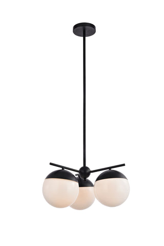 Eclipse 3 Lights Black Pendant With Frosted White Glass