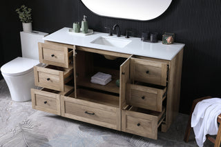 60 Inch SIngle Bathroom Vanity In Natural Oak