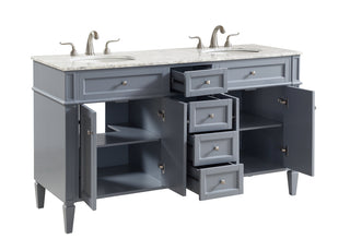 60 In. Double Bathroom Vanity Set In Grey