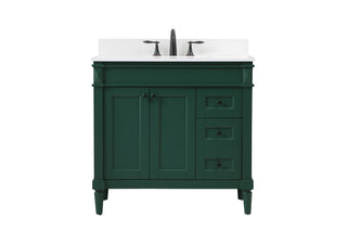 36 inch Single bathroom vanity in green with backsplash