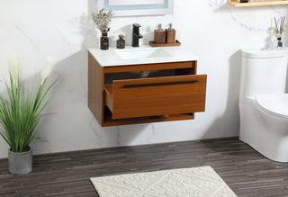 30 inch Single bathroom vanity in teak with backsplash