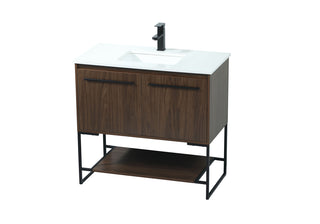 36 inch Single bathroom vanity in walnut