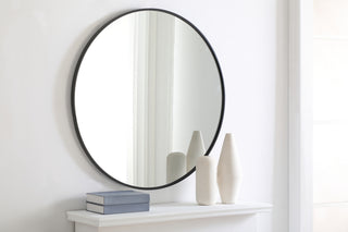 Metal frame Round Mirror 36 inch Black finish