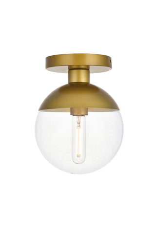 Eclipse 1 Light Brass Flush Mount With Clear Glass