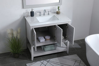 36 inch Single Bathroom Vanity in Grey with Backsplash