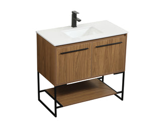 36 inch Single bathroom vanity in walnut brown