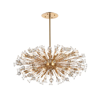 Vera 48 inch crystal starburst oval pendant in gold