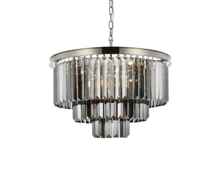 Sydney 9 light polished nickel Chandelier Silver Shade (Grey) Royal Cut Crystal