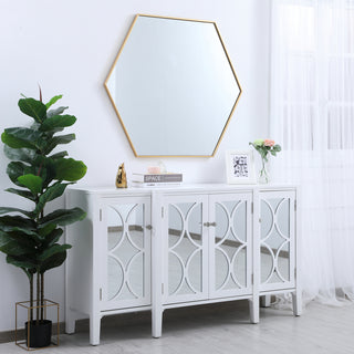 Metal frame hexagon mirror 41 inch in Brass