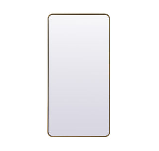 Soft Corner Metal Rectangle Full Length Mirror 30x60 Inch in Brass