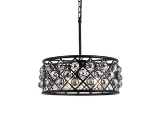 Madison 5 light Matte Black Chandelier Silver Shade (Grey) Royal Cut Crystal