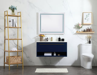 40 inch Single bathroom vanity in blue with backsplash