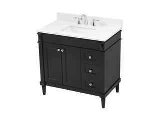 36 inch Single bathroom vanity in black with backsplash