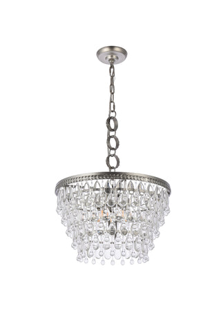 Nordic 5 light antique silver Pendant Clear Royal Cut Crystal