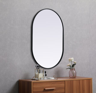 Metal Frame Oval Mirror 27x40 Inch in Black