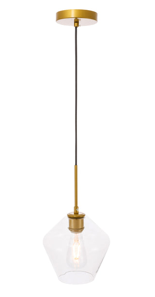 Gene 1 light Brass and Clear glass pendant