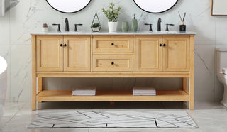 72 inch double bathroom vanity in natural wood