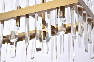 Serena 30 inch crystal rectangle chandelier in satin gold