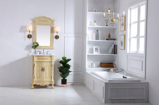 24 inch Single Bathroom vanity in light antique beige with ivory white engineered marble