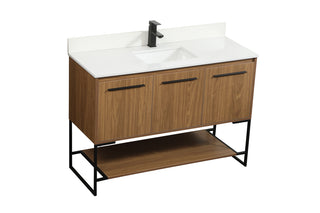 48 inch Single bathroom vanity in walnut brown with backsplash