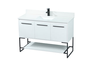 48 inch Single bathroom vanity in white with backsplash