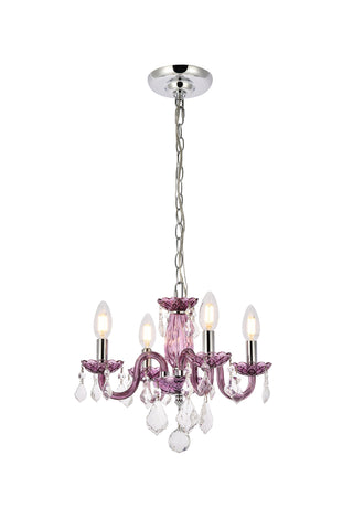 Rococo 4 light Purple Pendant Clear Royal Cut Crystal