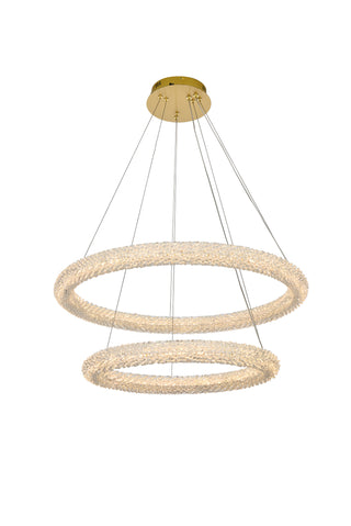 Bowen 32 inch Adjustable LED Chandelier in Satin Gold