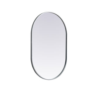 Metal Frame Oval Mirror 24x36 Inch in Silver