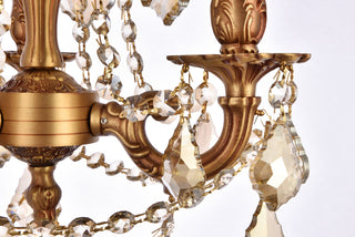 Rosalia 3 light French Gold Pendant Golden Teak (Smoky) Royal Cut Crystal