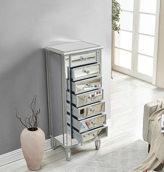 Lingerie Chest 7 drawers 20in. W x 15in. D x 48in. H in antique silver paint