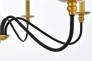 Rohan 30 inch chandelier in matte black and brass