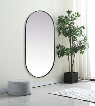 Metal Frame Oval Mirror 30x60 Inch in Black