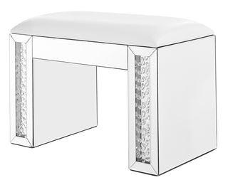 26 inch Crystal Vanity Leather stool in Clear Mirror Finish