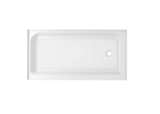 60x32 inch Single threshold shower tray right drain in glossy white