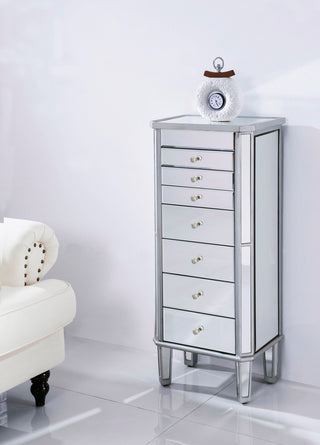 7 Drawer Jewelry Armoire 18 in. x 12 in. x 41 in. in silver Clear