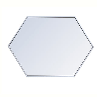 Metal frame hexagon mirror 24 inch in silver