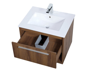 24 inch  Single Bathroom Floating Vanity in Walnut Brown