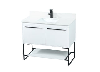 40 inch Single bathroom vanity in white with backsplash