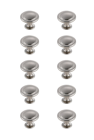 Logyn 1.3" Diameter Brushed Nickel Mushroom Knob Multipack (Set of 10)