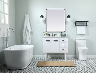 36 inch Single bathroom vanity in white with backsplash