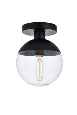 Eclipse 1 Light Black Flush Mount With Clear Glass