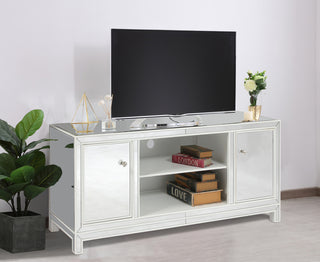 60 in. mirrored TV stand in white