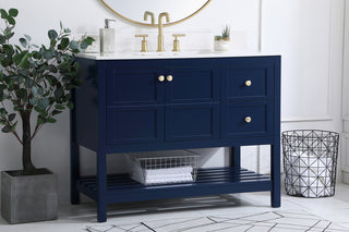 42 inch Single Bathroom Vanity in Blue with Backsplash