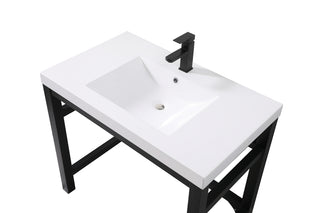 36 inch ADA compliant Single bathroom metal vanity in black