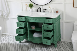 48 inch Single Bathroom vanity in vintage mint with ivory white engineered marble