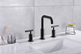 Tobias 8 inch Widespread Double Handle Bathroom Faucet in Matte Black