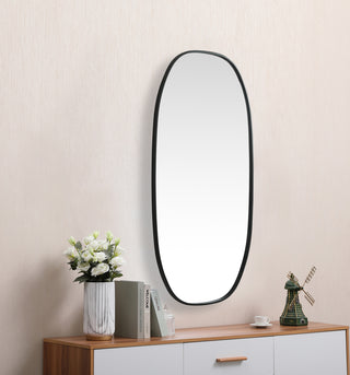 Metal Frame Oval Mirror 24x48 Inch in Black