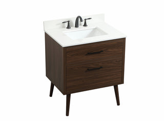 30 inch Single bathroom vanity in walnut with backsplash